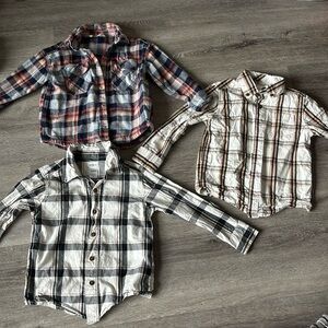 Plaid Kids Shirts - Black and Red